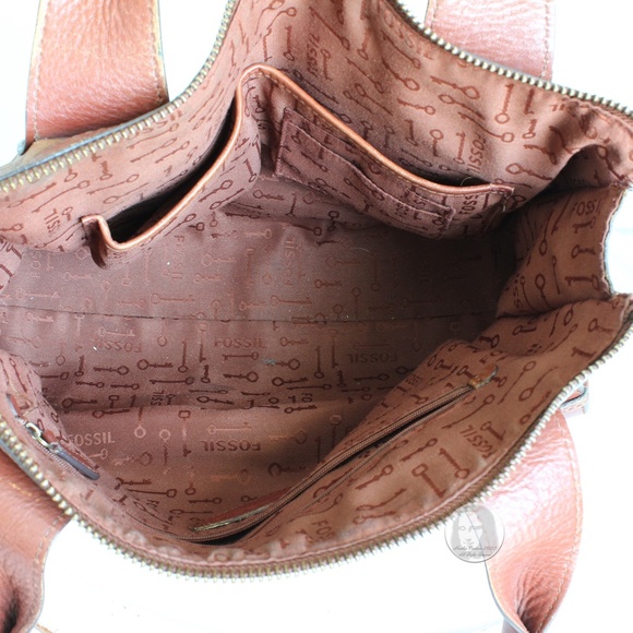 Fossil Bag Vintage Reissue Whiskey Brown/Cognac Leather Satchel Shoulder Bag - Picture 10 of 11